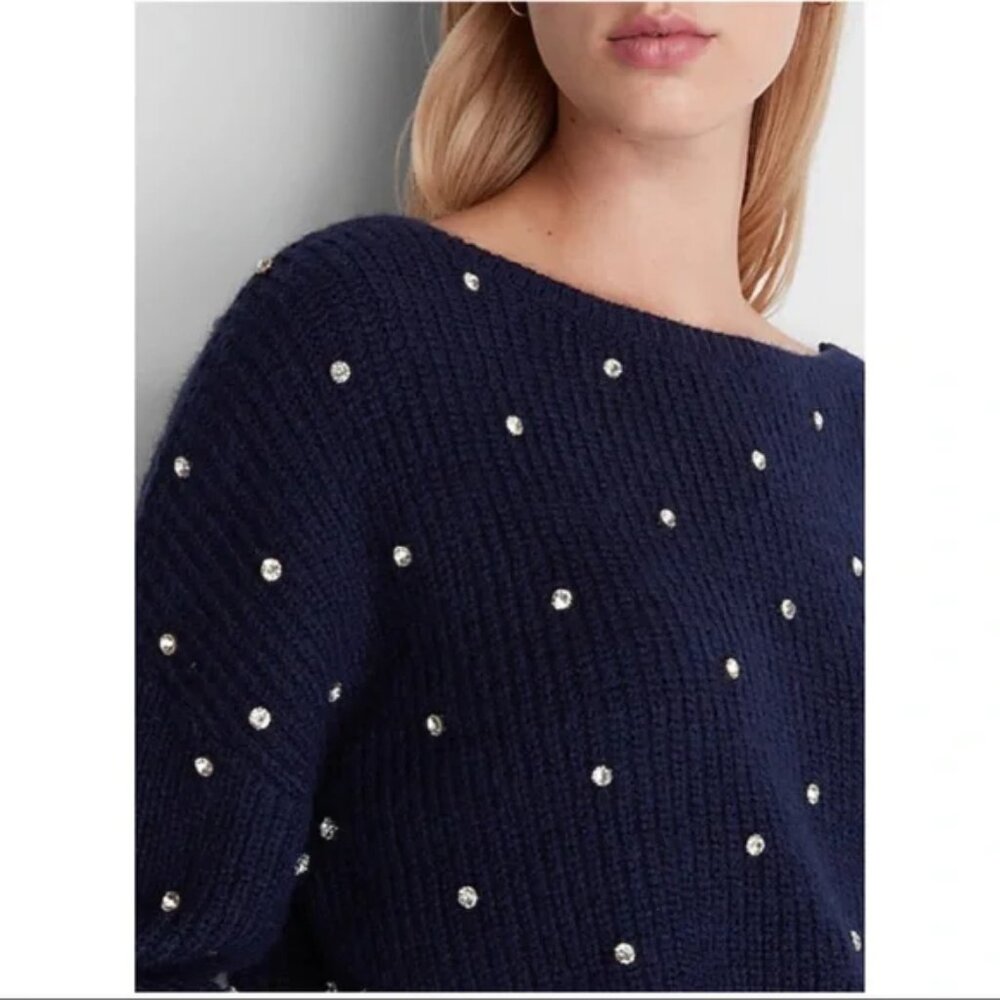 Express Sweater | Adorable Rhinestone Twist Sweater - Reversible! - Picture 3 of 11
